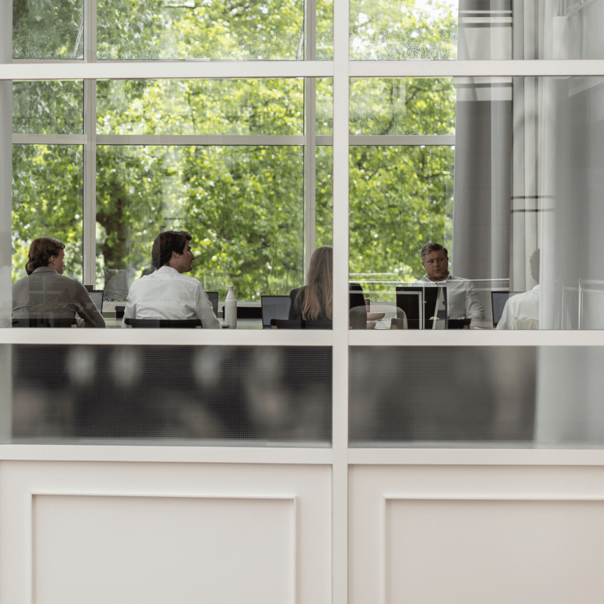 Meeting room with large windows and green view HVK Stevens