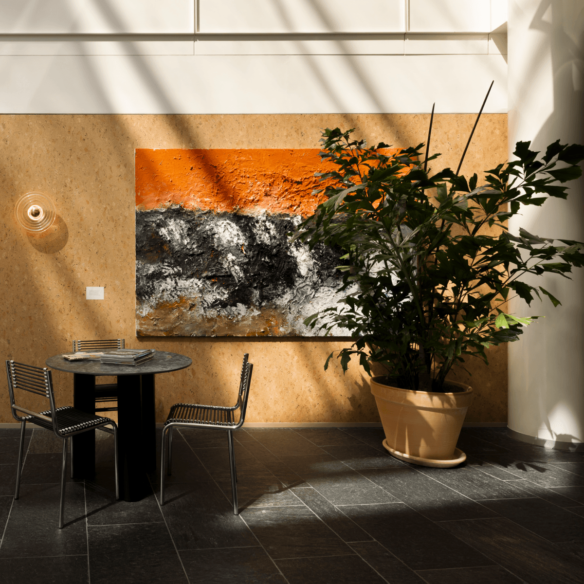 modern art in reception area HVK Stevens