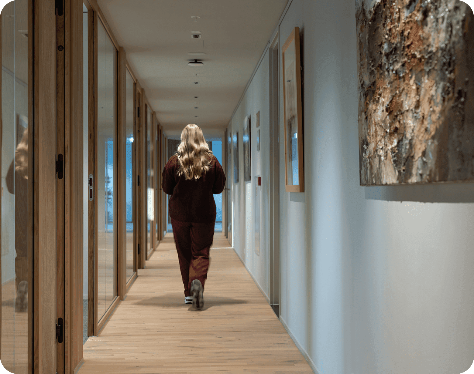 an HVK member waling in the office